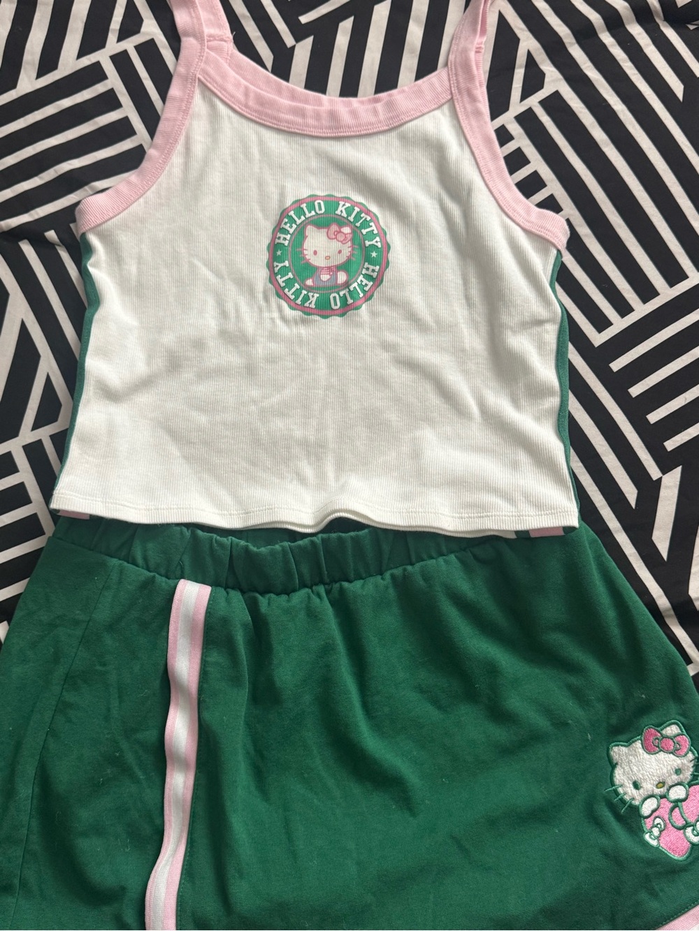 Hello Kitty White, Pink & Green Tank Top and Skirt Set